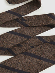 Men Wool-Silk Striped Tie in Chocolate Brown