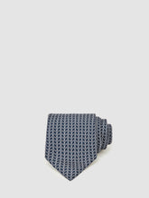 Men Silk Geometric-Chain Print Tie in Navy