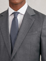Men Silk Geometric-Chain Print Tie in Navy