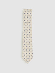 Men Silk Floral-Medallion Tie in Ivory