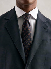 Men Silk-Wool Floral-Medallion Tie in Navy