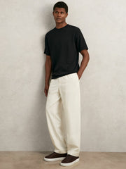 Men Textured Crew-Neck T-Shirt in Black