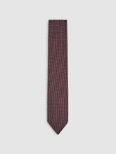Men Silk Geometric-Chain Print Tie in Bordeaux