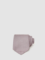 Men Silk Geometric-Chain Print Tie in Soft Pink