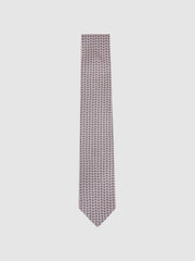 Men Silk Geometric-Chain Print Tie in Soft Pink