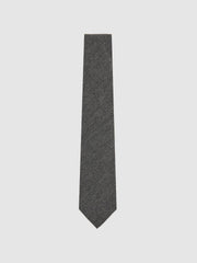 Men Wool-Silk Textured Tie in Charcoal
