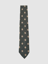 Men Silk-Wool Square-Medallion Tie in Forest Green