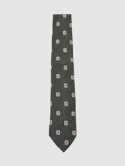 Men Silk-Wool Square-Medallion Tie in Forest Green