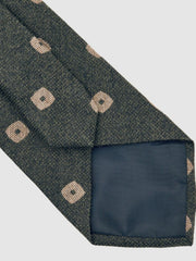 Men Silk-Wool Square-Medallion Tie in Forest Green