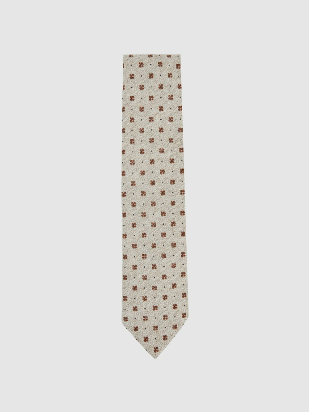 Men Wool-Silk Floral-Medallion Tie in Oatmeal Melange