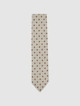 Men Wool-Silk Floral-Medallion Tie in Oatmeal Melange