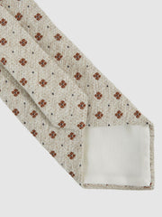 Men Wool-Silk Floral-Medallion Tie in Oatmeal Melange