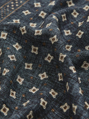 Men Silk Floral-Medallion Pocket Square in Denim Blue Melange