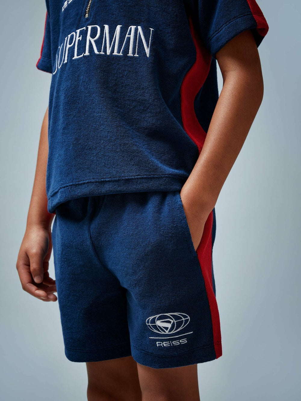 Children & Baby 9-13 yrs Superman Towelling Shorts in Blue/Red