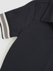 Children & Baby 3-9 yrs Textured Half Zip Polo Shirt in Navy Blue