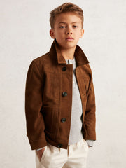 Children & Baby 9-13 yrs Suede Worker Jacket in Tobacco Brown