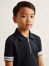 Children & Baby 9-13 yrs Textured Half Zip Polo Shirt in Navy Blue