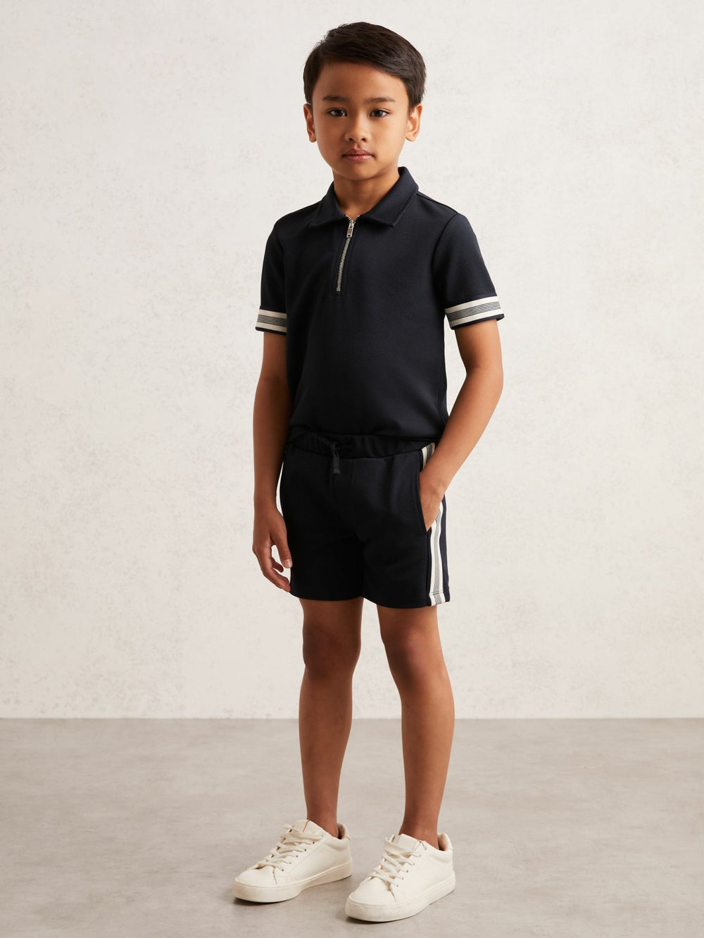 Children & Baby 3-9 yrs Side Stripe Textured Shorts in Navy Blue