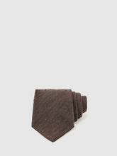 Men Silk Blend Textured Tie in Chocolate Brown