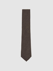 Men Silk Blend Textured Tie in Chocolate Brown