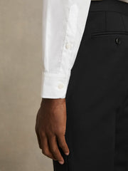 Men Slim Fit Cotton Sateen Shirt in White