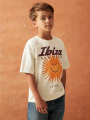 Children & Baby 3-9 yrs SmileyWorld Sun Motif T-Shirt in Off White