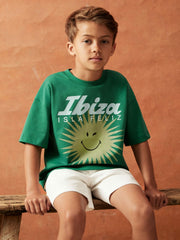 Children & Baby 9-13 yrs SmileyWorld Sun Motif T-Shirt in Bright Green