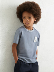 Children & Baby 9-13 yrs Cotton Letter Patch T-Shirt in Airforce Blue