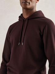 Men Interlock Jersey Drawstring Hoodie in Cherry Red