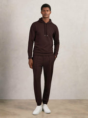 Men Interlock Jersey Drawstring Hoodie in Cherry Red