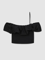Women Sculptural Strapless Top in Black