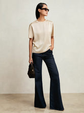 Women Silk Short-Sleeve Top in Champagne Neutral