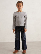 Children & Baby 3-9 yrs Cotton Pointelle Long Sleeve Top in Navy/White
