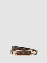 Women Croc-Effect Leather Oval-Buckle Belt in Burgundy
