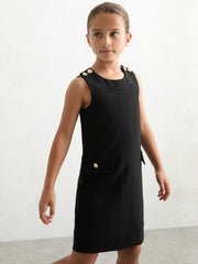Children & Baby 3-9 yrs Button-Detail Sleeveless Shift Dress in Black