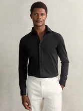 Men Cotton-Jersey Button-Through Shirt in Black