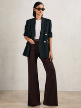 Women Petite Patch-Pocket Flared Jeans in Burgundy