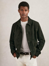 Men Suede Worker Jacket in Dark Green