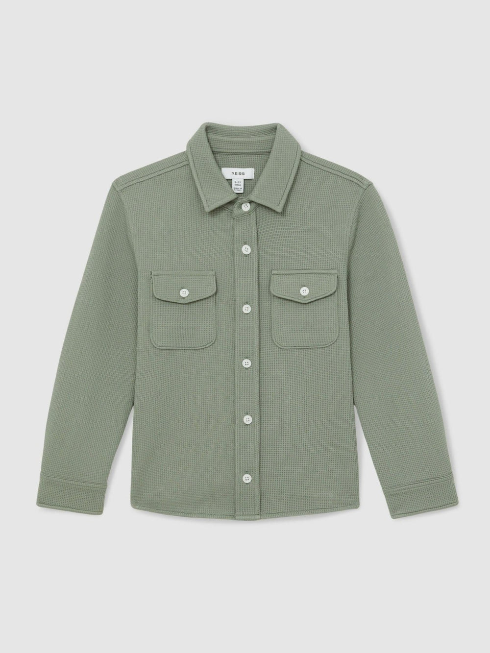Children & Baby 13-14 yrs Waffle-Textured Twin-Pocket Overshirt in Sage