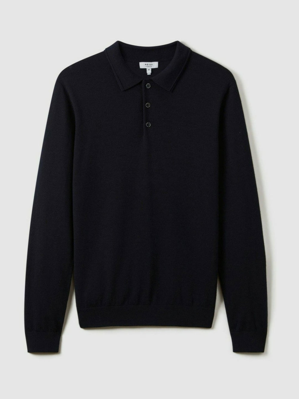 Men Merino Wool Polo Shirt in Navy