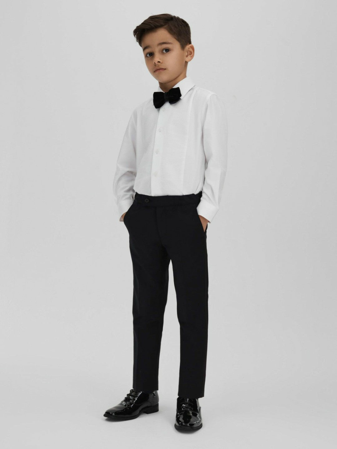 Children & Baby 3-9 yrs Slim Fit Textured Bib Dinner Shirt in White