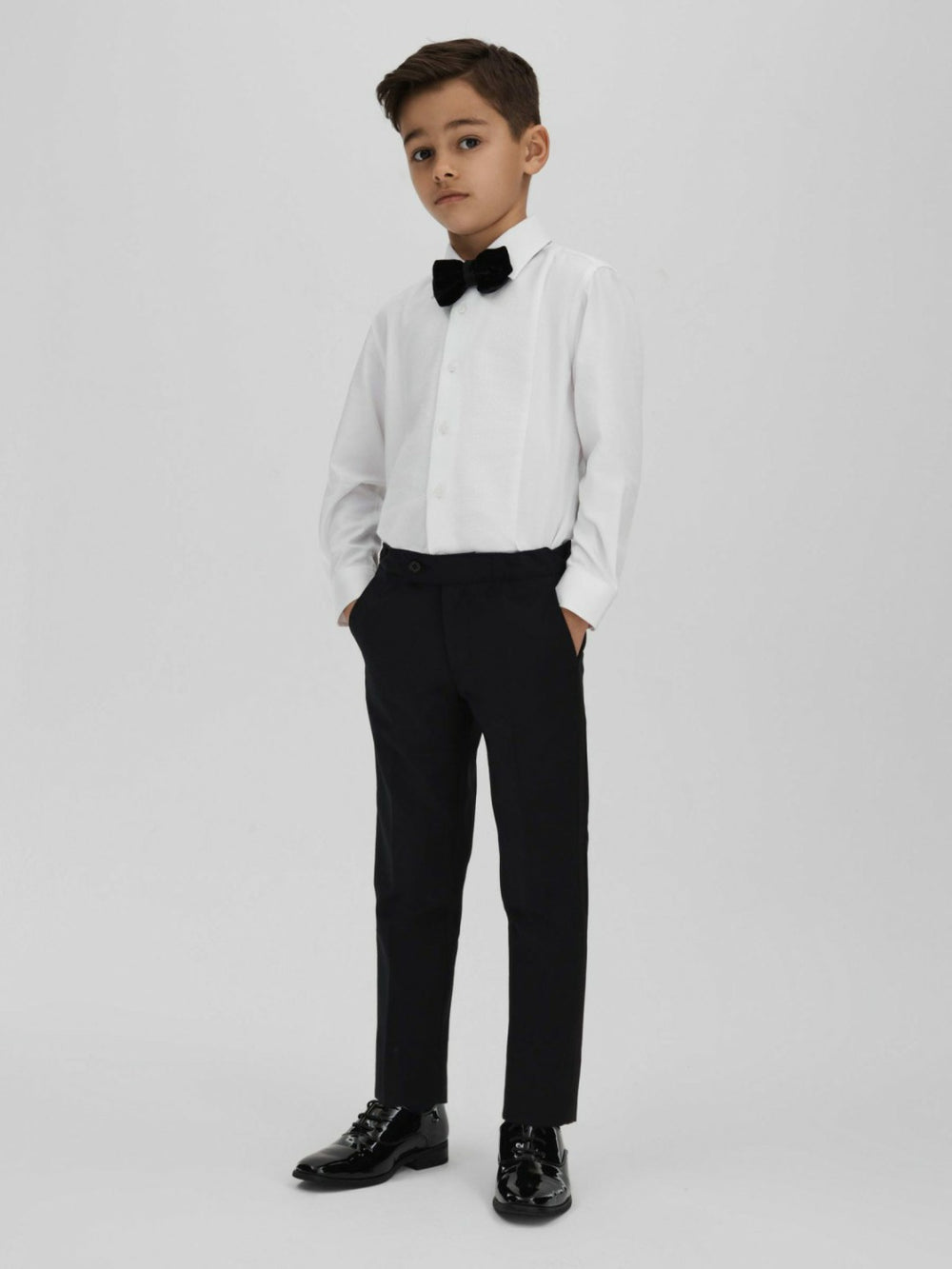 Children & Baby 3-9 yrs Slim Fit Textured Bib Dinner Shirt in White