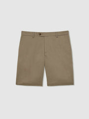Men Oe Hampton Cotton Chino Shorts with Stretch in Taupe