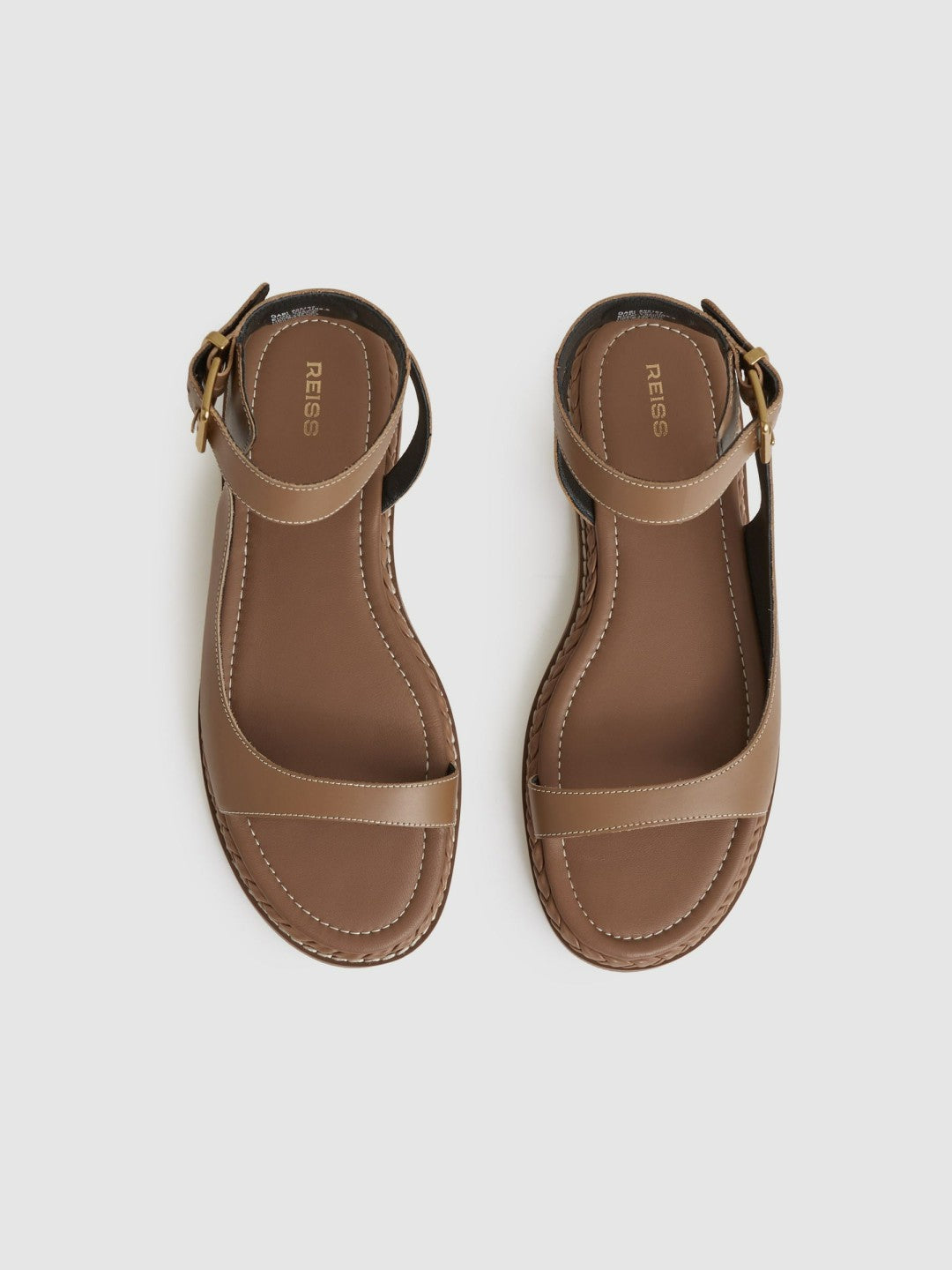 Women Leather Plait Detail Sandals in Tan