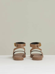 Women Leather Plait Detail Sandals in Tan