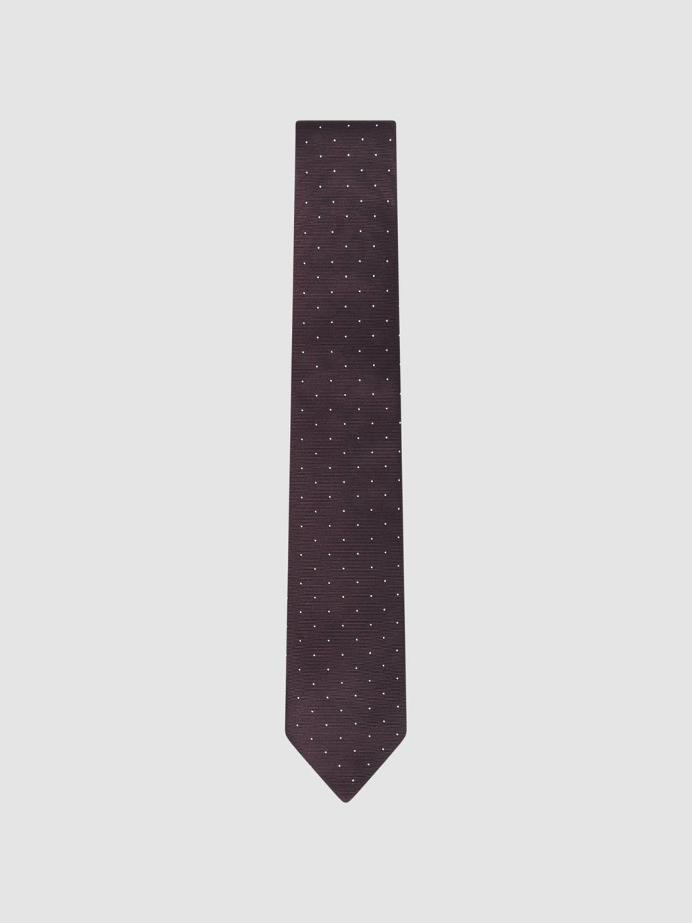 Men Polka Dot Silk Tie in Burgundy