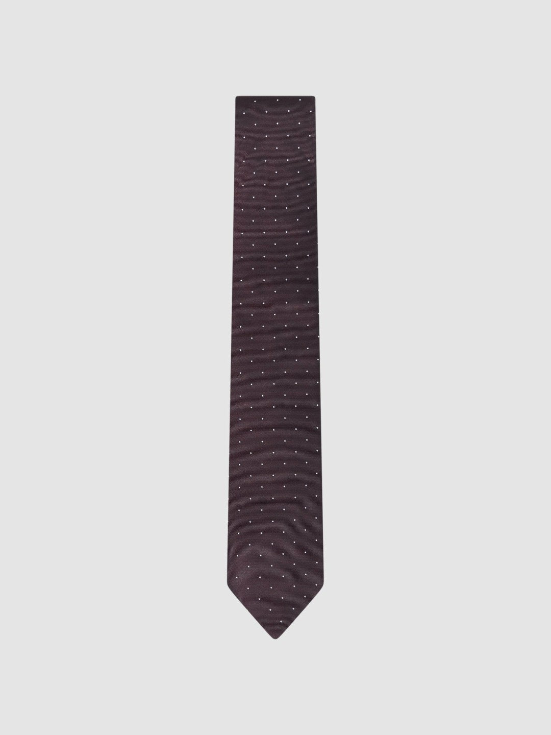 Men Polka Dot Silk Tie in Burgundy