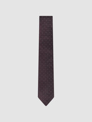 Men Polka Dot Silk Tie in Burgundy