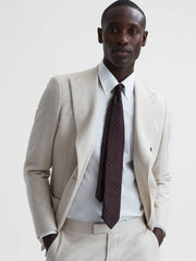 Men Polka Dot Silk Tie in Burgundy
