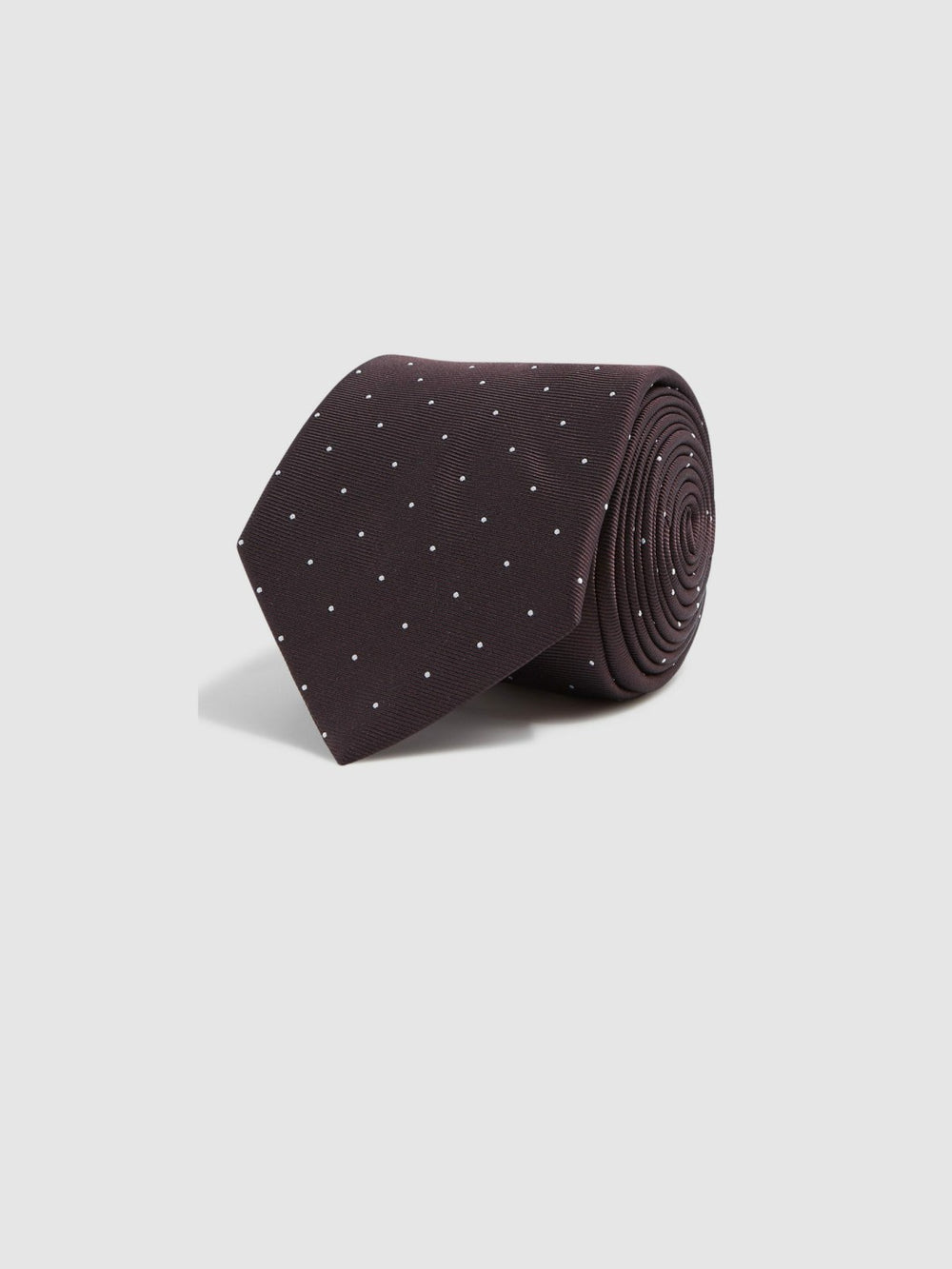 Men Polka Dot Silk Tie in Burgundy
